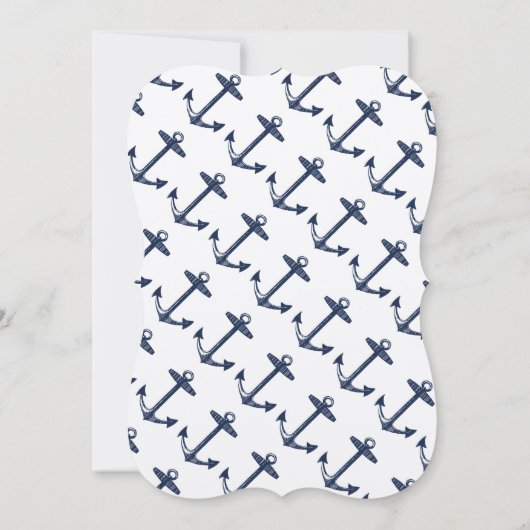 Navy Blue Nautical Baby Shower Kaart (Achterkant)