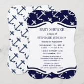 Navy Blue Nautical Baby Shower Kaart (Voorkant / Achterkant)