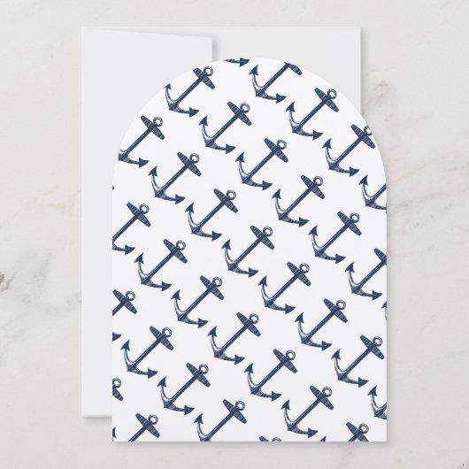 Navy Blue Nautical Baby Shower Kaart (Achterkant)