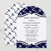 Navy Blue Nautical Baby Shower Kaart (Voorkant / Achterkant)