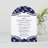 Navy Blue Nautical Baby Shower Kaart (Staand voorkant)