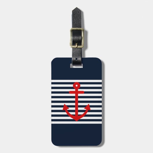 Navy Blue Nautical Bagagelabel (Voorkant verticaal)