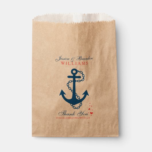 Navy Blue Nautical Boat Anchor 2 Bedankzakje (Voorkant)