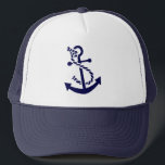 Navy Blue Nautical Boat Anchor 3 Trucker Pet<br><div class="desc">Navy blue gestileerde nautische bootanker 2 eenvoudige illustratie.</div>