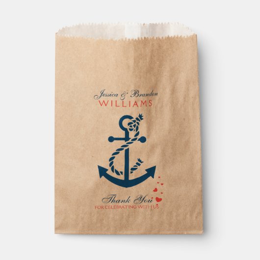 Navy Blue Nautical Boat Anchor en Rope Bedankzakje (Voorkant)