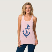 Navy Blue Nautical Boat Anchor Illustratie 3 Tanktop (Volledige Voorkant)