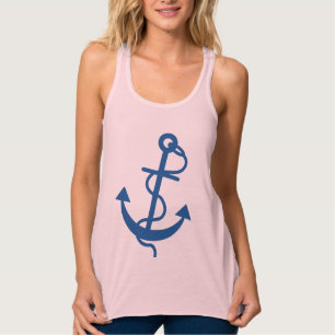 Navy Blue Nautical Boat Anchor Illustratie 3 Tanktop