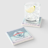 Navy Blue Nautical Boat Anchor met Knot Stenen Onderzetter (Zijkant)