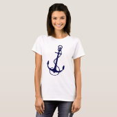 Navy Blue Nautical Boat Anchor T-shirt (Voorkant volledig)