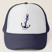 Navy Blue Nautical Boat Anchor Trucker Pet (Voorkant)