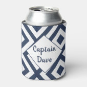 Navy Blue Nautical Boat Fun Captain Custom Blikjeskoeler (Blikje Voorkant)