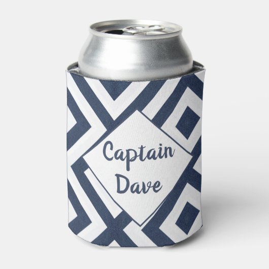 Navy Blue Nautical Boat Fun Captain Custom Blikjeskoeler (Blikje Voorkant)