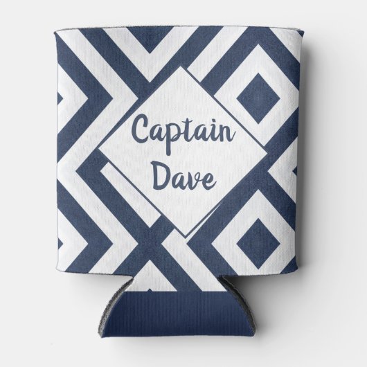 Navy Blue Nautical Boat Fun Captain Custom Blikjeskoeler (Voorkant)