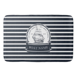 Navy Blue Nautical Boat gepersonaliseerd Badmat