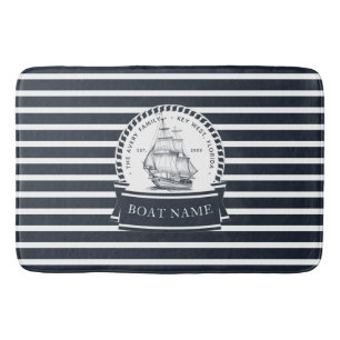 Navy Blue Nautical Boat gepersonaliseerd Badmat