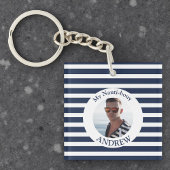 Navy Blue Nautical Boyfriend Foto Sleutelhanger