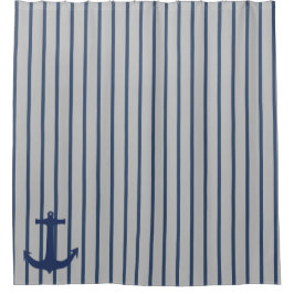 Navy Blue Nautical Classic Anchor Showgordijn Douchegordijn