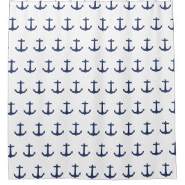 Navy Blue Nautical Classic Anchor Showgordijn Douchegordijn