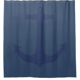 Navy Blue Nautical Classic Anchor Showgordijn Douchegordijn