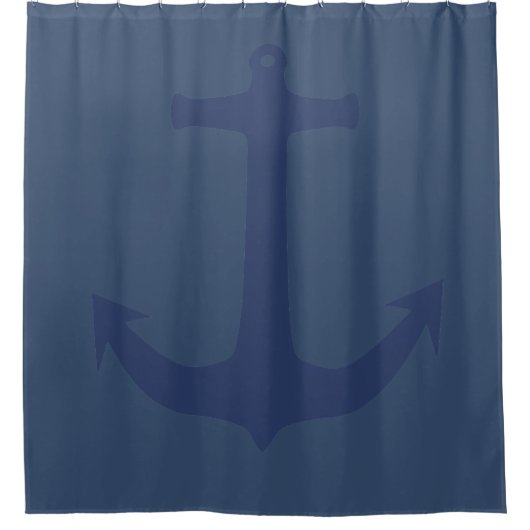 Navy Blue Nautical Classic Anchor Showgordijn Douchegordijn (Voorkant)