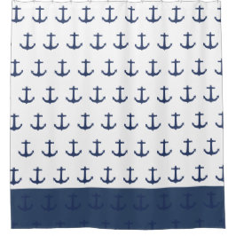 Navy Blue Nautical Classic Anchor Showgordijn Douchegordijn