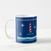Navy Blue Nautical Coffee Mok voor bootliefhebbers (Links)