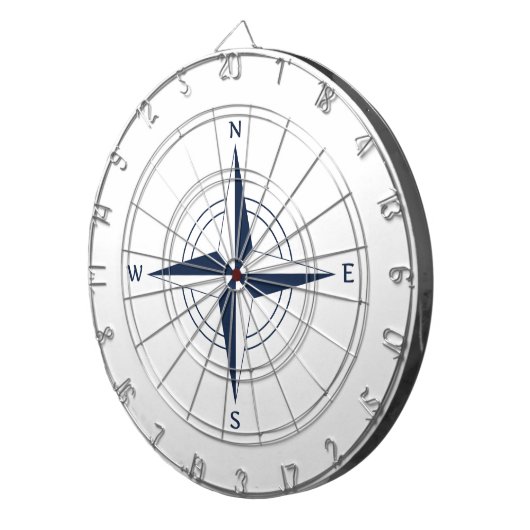 Navy Blue Nautical Compass Dartbord (Voorkant Rechts)