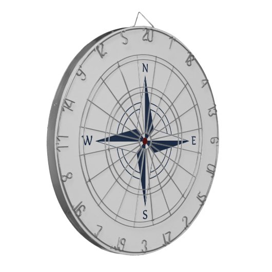 Navy Blue Nautical Compass Dartbord (Voorkant Links)