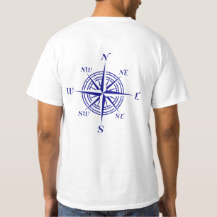 Navy Blue Nautical Compass Roos T-shirt