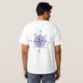 Navy Blue Nautical Compass Roos T-shirt (Achterkant volledig)