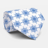 Navy Blue Nautical Compass Stropdas (Opgerold)