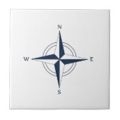 Navy Blue Nautical Compass Tegeltje (Voorkant)