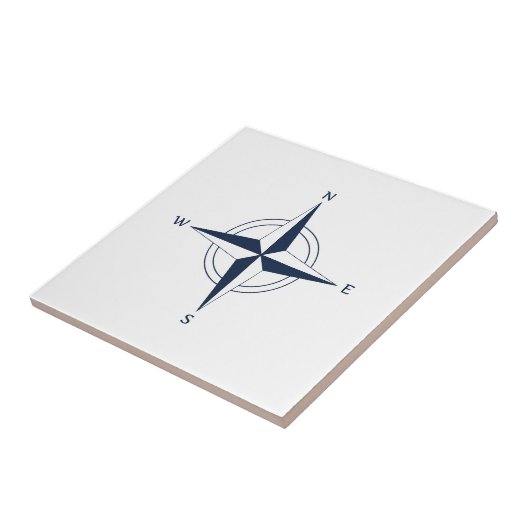 Navy Blue Nautical Compass Tegeltje (Zijkant)
