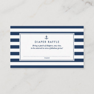 Navy Blue Nautical Diaper Baby shower Game Informatiekaartje