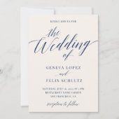 Navy Blue Nautical Elegant Calligraphy Wedding IV Kaart (Voorkant)