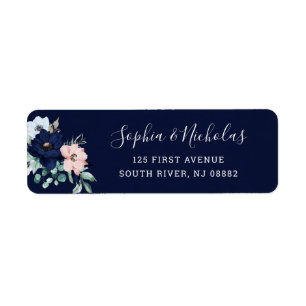 Navy Blue Nautical Floral Etiket