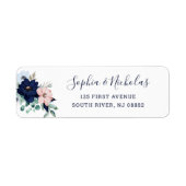 Navy Blue Nautical Floral Etiket (Voorkant)