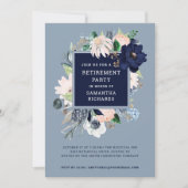 Navy Blue Nautical Floral | Pensioenpartij Kaart (Voorkant)