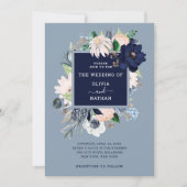 Navy Blue Nautical Floral | Weddenschap Kaart (Voorkant)