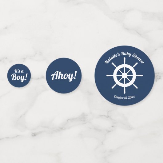 Navy Blue Nautical Het is een Jongen Baby shower Confetti (Voorkanten)