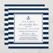 Navy Blue Nautical Het is een Jongen Baby shower Kaart (Voorkant / Achterkant)