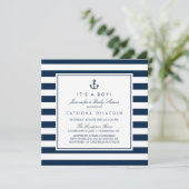 Navy Blue Nautical Het is een Jongen Baby shower Kaart (Staand voorkant)