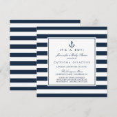Navy Blue Nautical Het is een Jongen Baby shower Kaart (Voorkant / Achterkant)