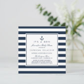Navy Blue Nautical Het is een Jongen Baby shower Kaart (Staand voorkant)