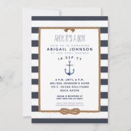 Navy Blue Nautical Infinity Knot Baby shower Kaart