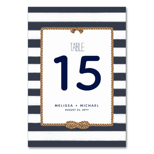 Navy Blue Nautical Knot Tafelnummer (3.5x5) (Voorkant)