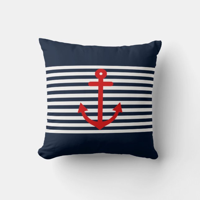 Navy Blue Nautical Kussen (Voorkant)