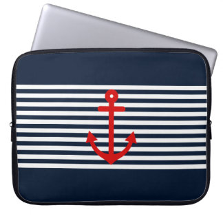 Navy Blue Nautical Laptop Sleeve