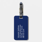 Navy Blue Nautical Lifesaver Monogram Bagagelabel (Achterkant verticaal)