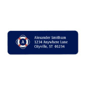 Navy Blue Nautical Lifesaver Monogram Etiket (Voorkant)